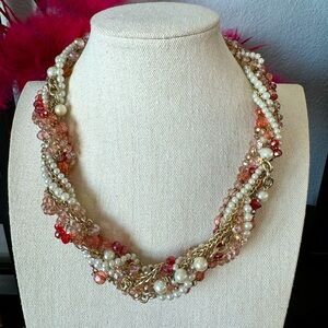 White House Black Market Twisted Chains and Pearls Necklace